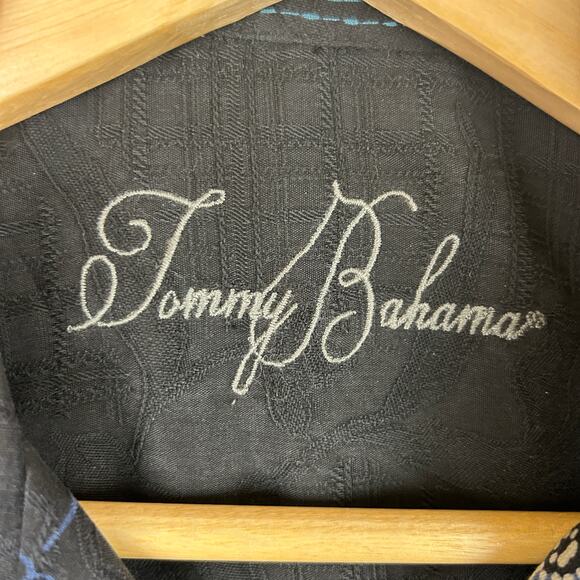 Tommy Bahama Floral 100% Silk Button Down Shirt Blue Beach Tropical Men's Size M - Picture 5 of 11